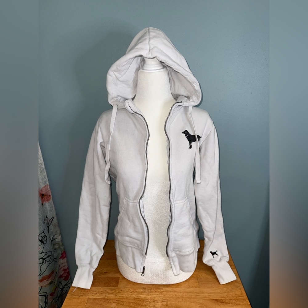 The Black Dog White Zip Up Sweatshirt